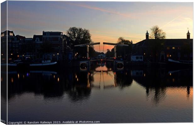 Amsterdam canal at sunrise Canvas Print by Random Railways