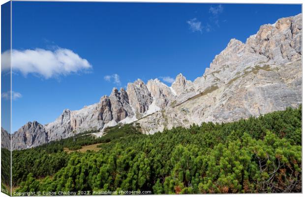 Panoramic view of the famous peaks of the Dolomites, Belluno Pro Canvas Print by Lubos Chlubny