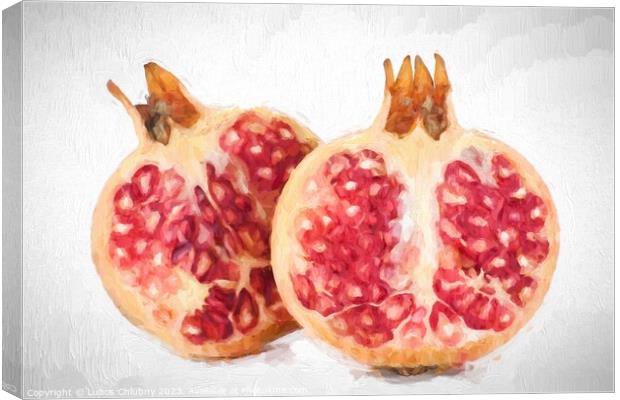 Oil painting fresh fruit - pomegranate Canvas Print by Lubos Chlubny