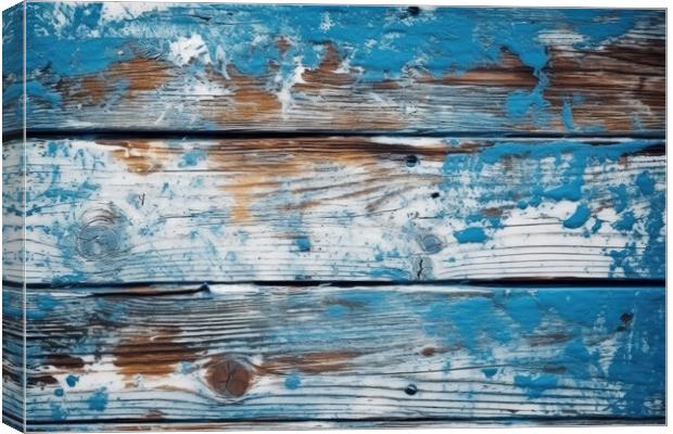 Wooden rustic background with peeled red paint. Generative AI Canvas Print by Lubos Chlubny