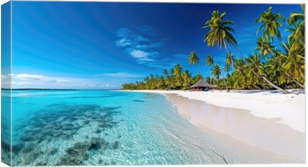 Tropical paradise beach with white sand and crystal clear blue water. Travel tourism. Canvas Print by Lubos Chlubny
