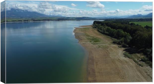 Aerial view of Liptovska Mara reservoir in Slovakia. Water surface Canvas Print by Irena Chlubna