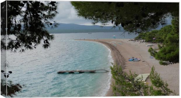 Zlatni Rat famous turquoise beach view, Croatia Canvas Print by Irena Chlubna