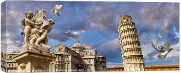 The Iconic Inspiring Leaning Tower and Duomo of Pisa in Sunshine Canvas Print by Paul E Williams