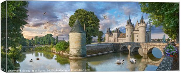 The picturesque Loire Chateau de Sully-sur-Loire France in Sun Canvas Print by Paul E Williams