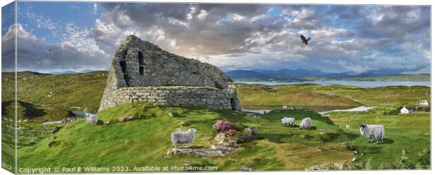 View of the Enigmatic Broch Tower Ruins of Dun Carloway Canvas Print by Paul E Williams