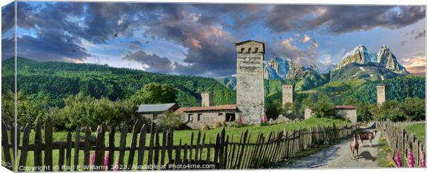 The Enigmatic High Caucasus Svan Tower Houses of Svaneti Canvas Print by Paul E Williams