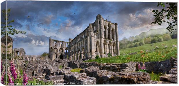 The picturesque medieval Rievaulx Abbey ruins, England.  Canvas Print by Paul E Williams