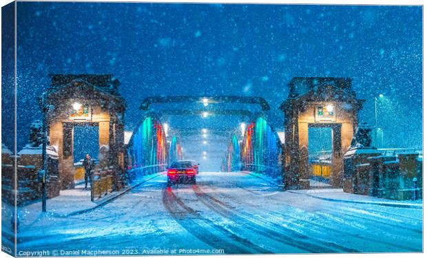 Rochester Bridge during the snow storm 2022 Canvas Print by Daniel Macpherson