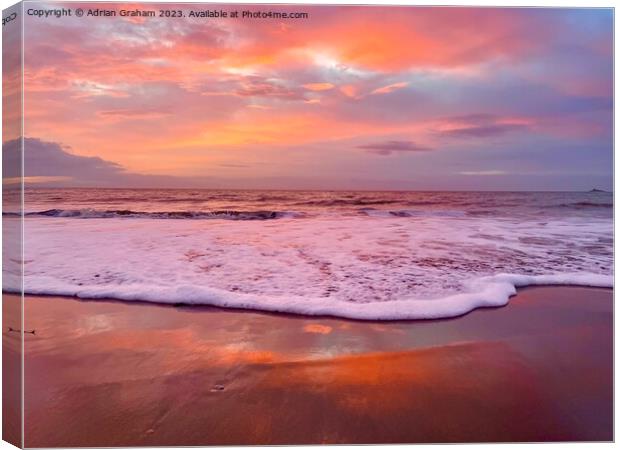 Ocean Sunrise at Swansea Bay Canvas Print by Adrian Graham
