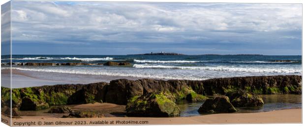 Looking across to The Farne Islands from Banburgh Beach Canvas Print by Jean Gilmour