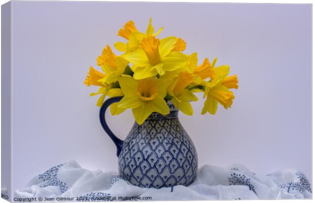 Jug of Daffodils  Canvas Print by Jean Gilmour