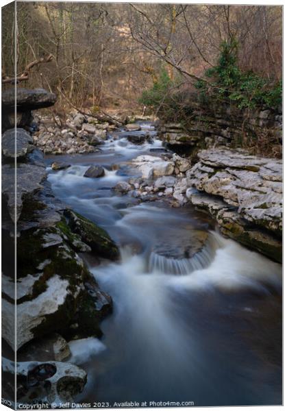 Tranquil Beauty of Pontsarn Upper Falls Canvas Print by Jeff Davies