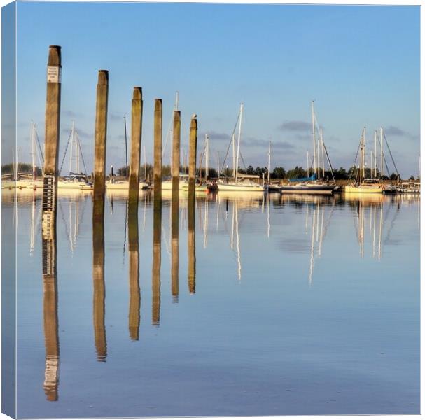 Early morning blue over Brightlingsea hard  Canvas Print by Tony lopez