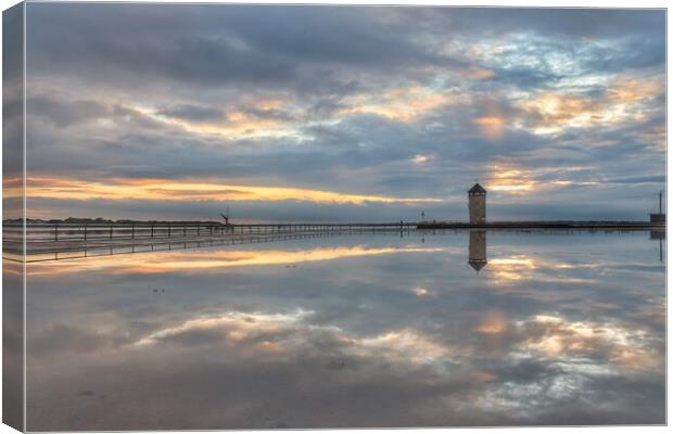 Cloudscape reflections over Batemans Tower Brightlingsea.  Canvas Print by Tony lopez