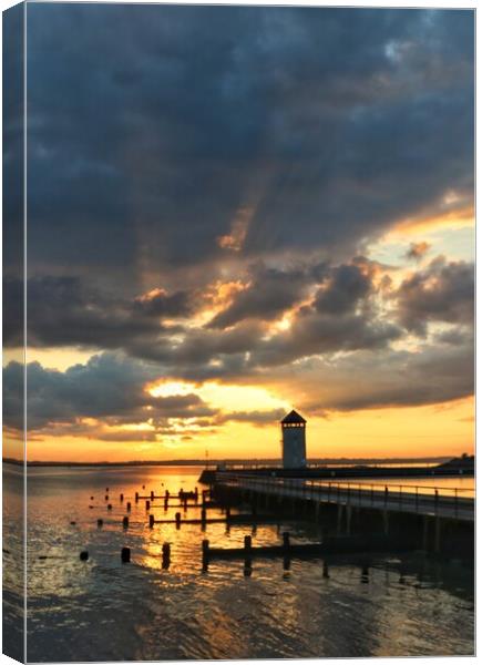 Sunset over Batemans tower in Brightlingsea essex  Canvas Print by Tony lopez