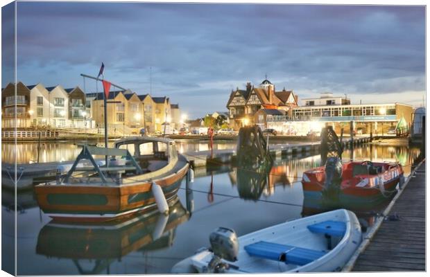 Early morning colours over the Brightlingsea Hard  Canvas Print by Tony lopez