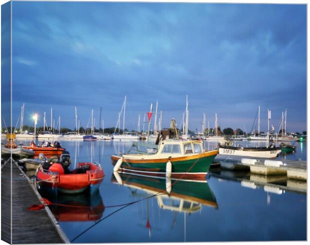 Brightlingsea Harbour in the early morning light  Canvas Print by Tony lopez