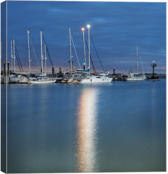 Outdoor Brightlingsea Harbour in  the morning blue  Canvas Print by Tony lopez