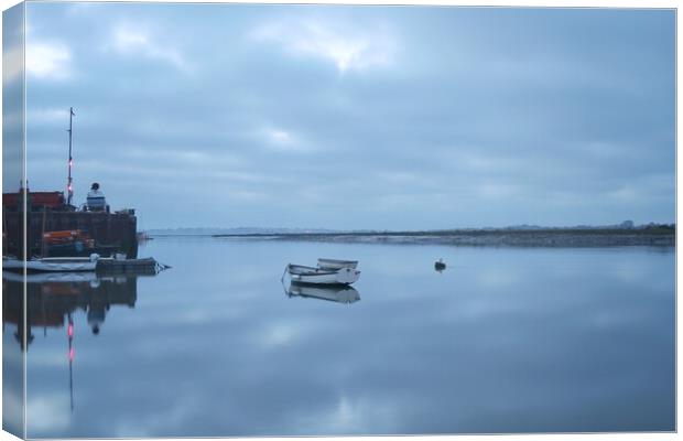 Outdoor Brightlingsea Harbour in  the morning blue  Canvas Print by Tony lopez