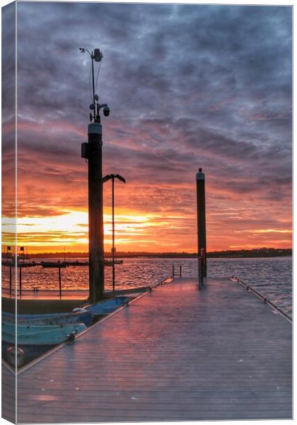 Glorious Sunrise colours over the Brightlingsea Harbour  Canvas Print by Tony lopez