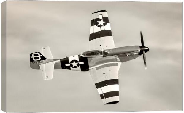P51D Mustang in D-Day markings  Canvas Print by Kevin Howchin