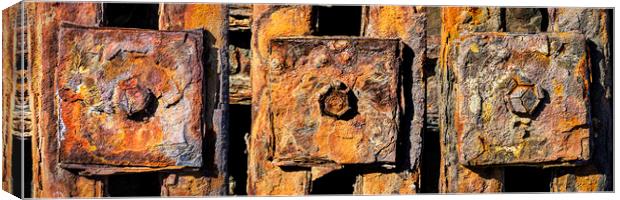 Rusty bolts, New Quay, Wales Canvas Print by Kevin Howchin