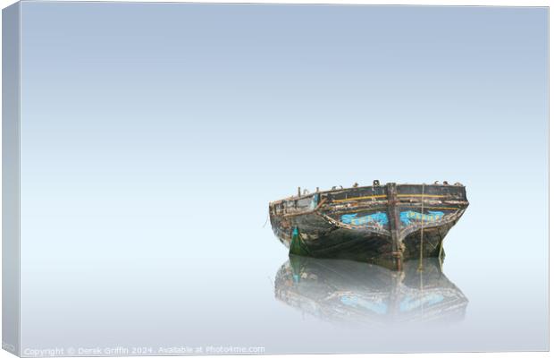 Wrecks – Ena from Ipswich at Hoo Marina Canvas Print by Derek Griffin