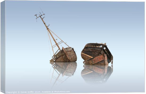 Wrecks – Pin Mill boat wrecks II Canvas Print by Derek Griffin