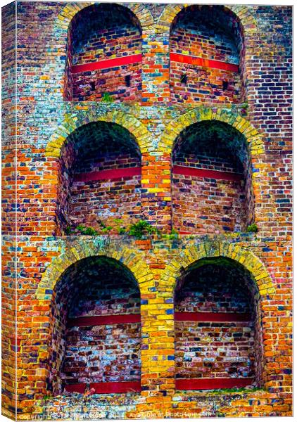 Coloured Arches on Moira Furnace Canvas Print by Ian Donaldson