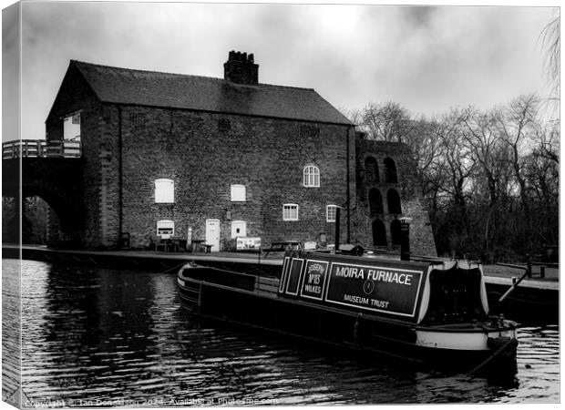 Moira Furnace and Canal Barge Canvas Print by Ian Donaldson