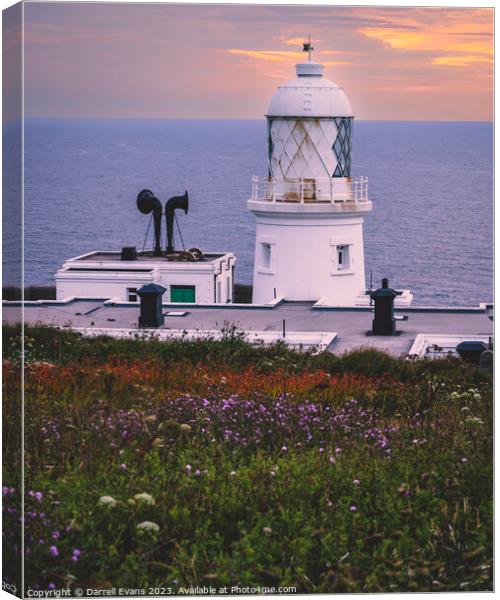 Lighthouse and Flowers Canvas Print by Darrell Evans