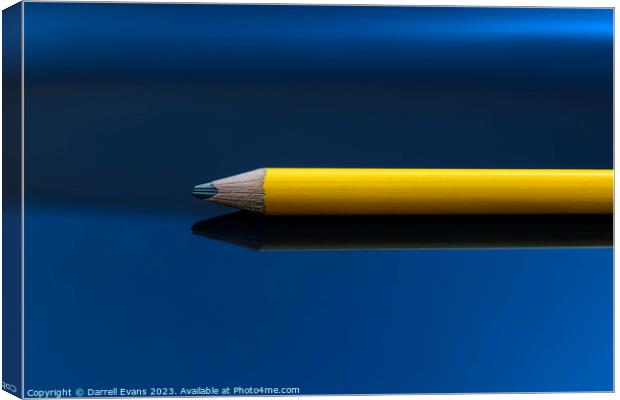 Yellow pencil on a blue background Canvas Print by Darrell Evans