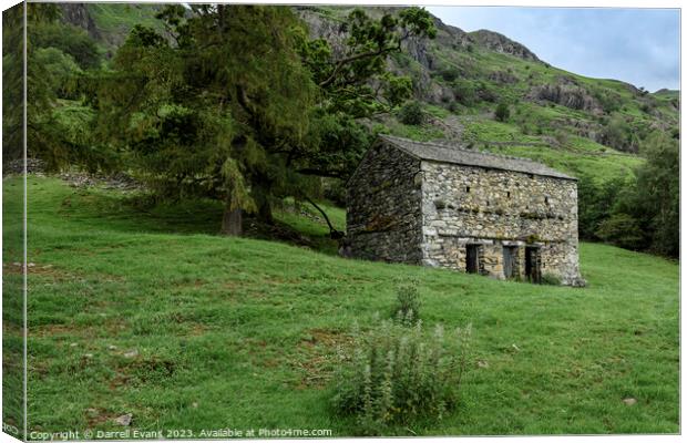 Langdale Stone Barn Canvas Print by Darrell Evans