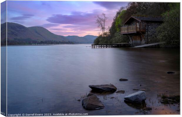Boathouse and Jetty Canvas Print by Darrell Evans