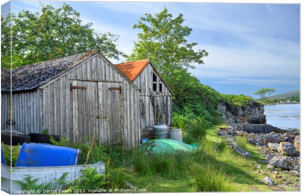 Shed at the Loch side Canvas Print by Darrell Evans
