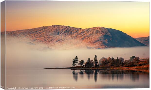 reflections on the Loch Canvas Print by simon waldram