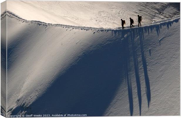 Climbers on the ridge Canvas Print by Geoff Weeks