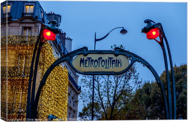 Art Deco entrance sign for the Paris Metro Canvas Print by Chris Mann