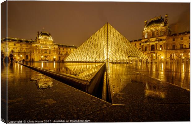 Painted with Gold - Louvre Museum Pyramid Paris Canvas Print by Chris Mann