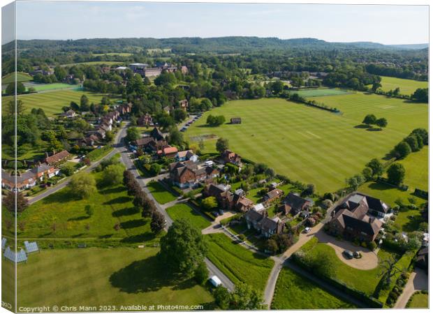 Aerial view of Cranleigh Surrey UK looking east Canvas Print by Chris Mann