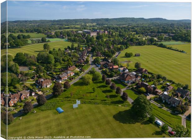 Aerial view of Cranleigh Surrey UK looking east Canvas Print by Chris Mann