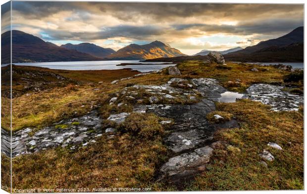 Beautiful Sunrise over Upper Loch Torridon   Canvas Print by Peter Paterson