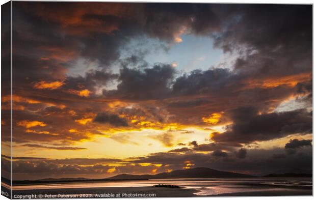 Amazing Sunset over Taransay Canvas Print by Peter Paterson