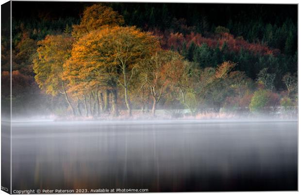 Rising Mist on Loch Ard Canvas Print by Peter Paterson