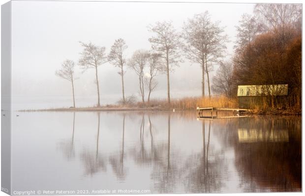 Misty Loch Ard Canvas Print by Peter Paterson