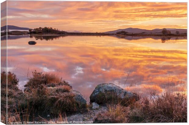 Sunrise over Loch Ba 2 Canvas Print by Peter Paterson
