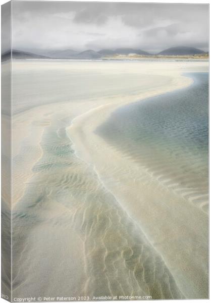 Low Tide Seilebost Harris Canvas Print by Peter Paterson