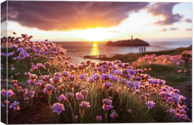 Sunset at Godrevy. Canvas Print by Matthew Grey