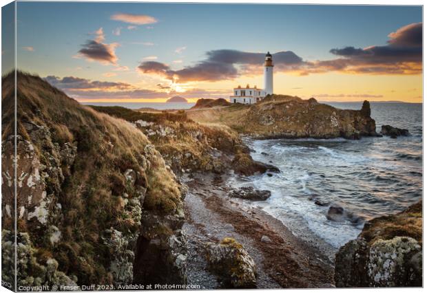 Sunset over Ailsa Craig and Turnberry Lighthouse Canvas Print by Fraser Duff